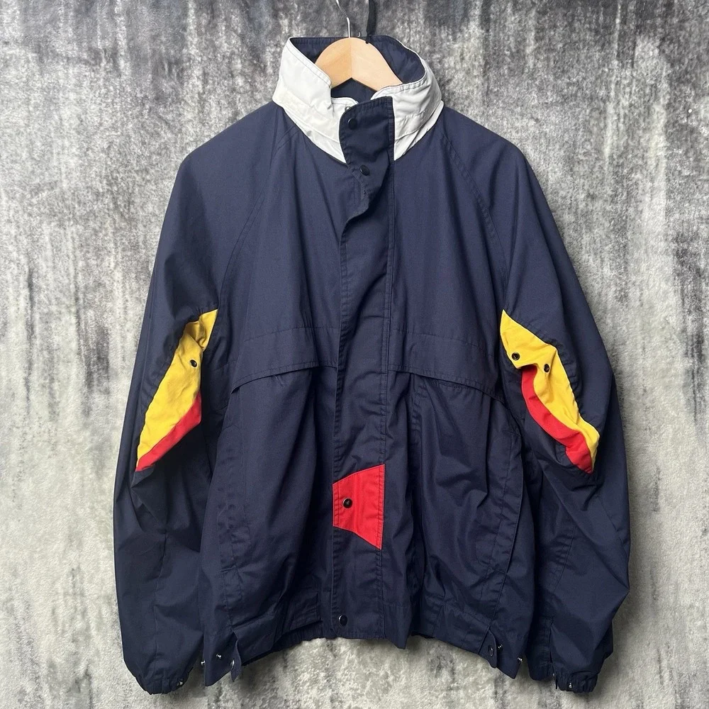 VTG North Bay Sailing Jacket Mens Large Blue Red‎ Colorblock 90's Boating Yacht